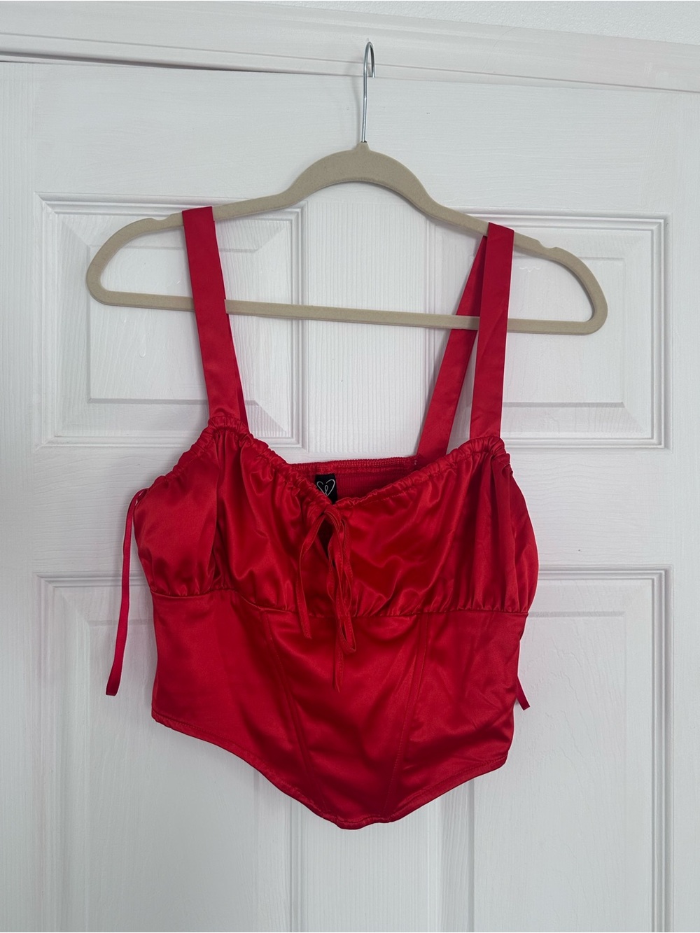 Windsor Red Satin Tank Top with Corset Style